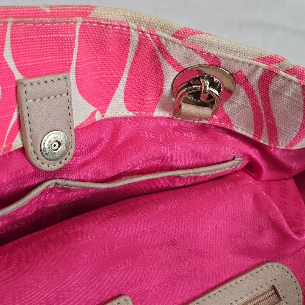Kate Spade Purse Tote Hot Pink Grant Street Tropical Palm Juno Medium Bag